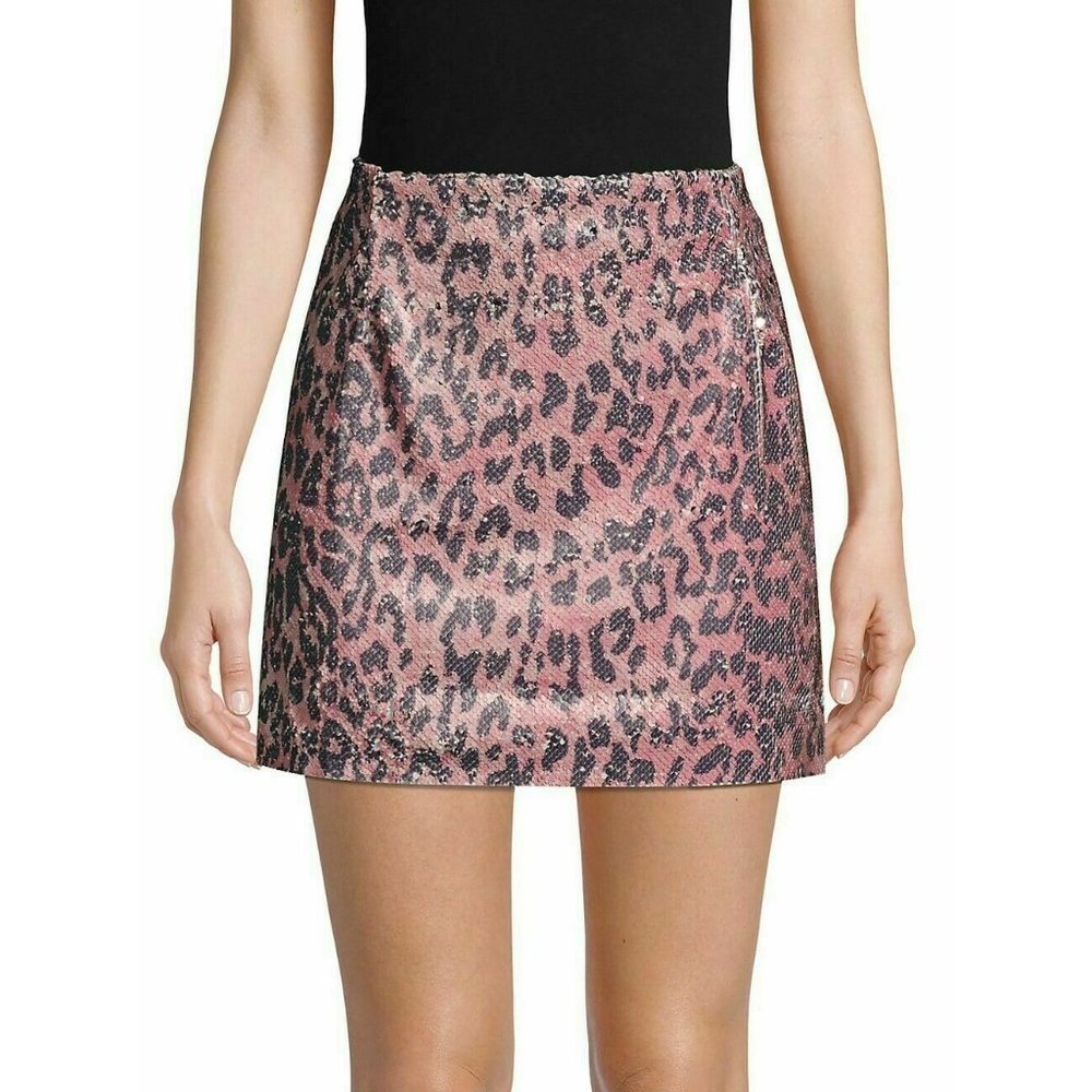 Mini Skirt, Cheetah-Print Skinny Sequin Mini by Free People - Pink Cheetah, 6 - Picture 5 of 12